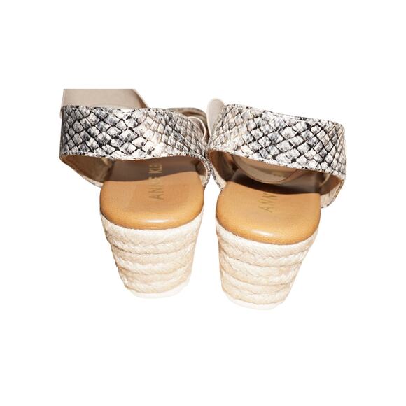 Anne Klein Flex Snake Print Espadrille Wedge Sandals Beige Gold Size 9.5M - Picture 6 of 11